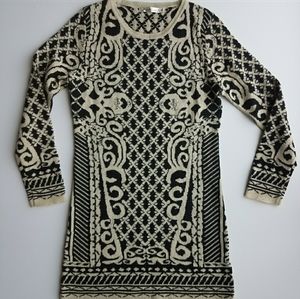 Black & Gold Pattern Knit Dress